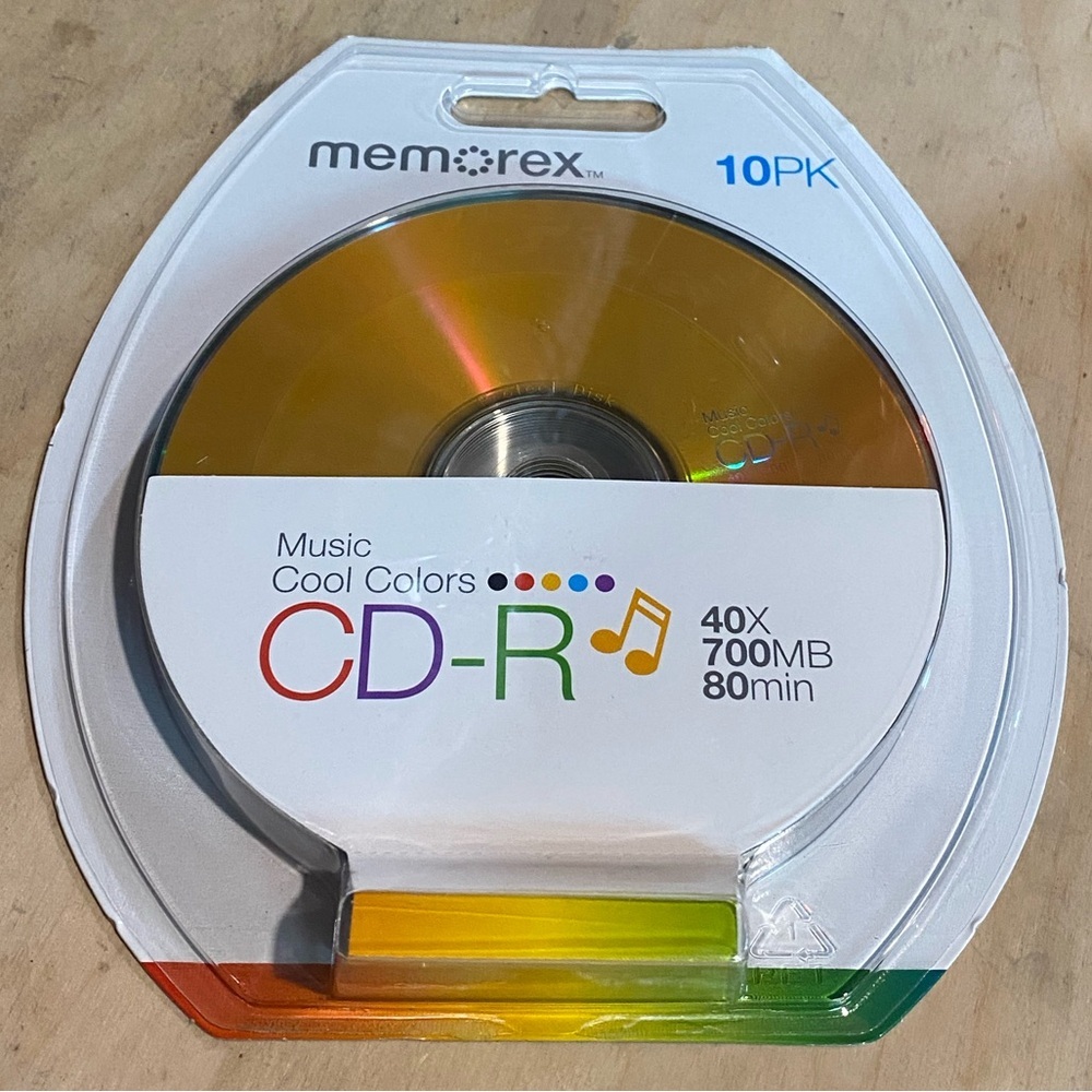 NWT Memorex Music Cool Colors CD-R 10PK